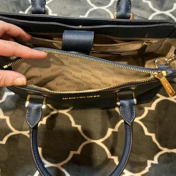 Micheal Kors Navy Blue Large Saffiano Leather Satchel